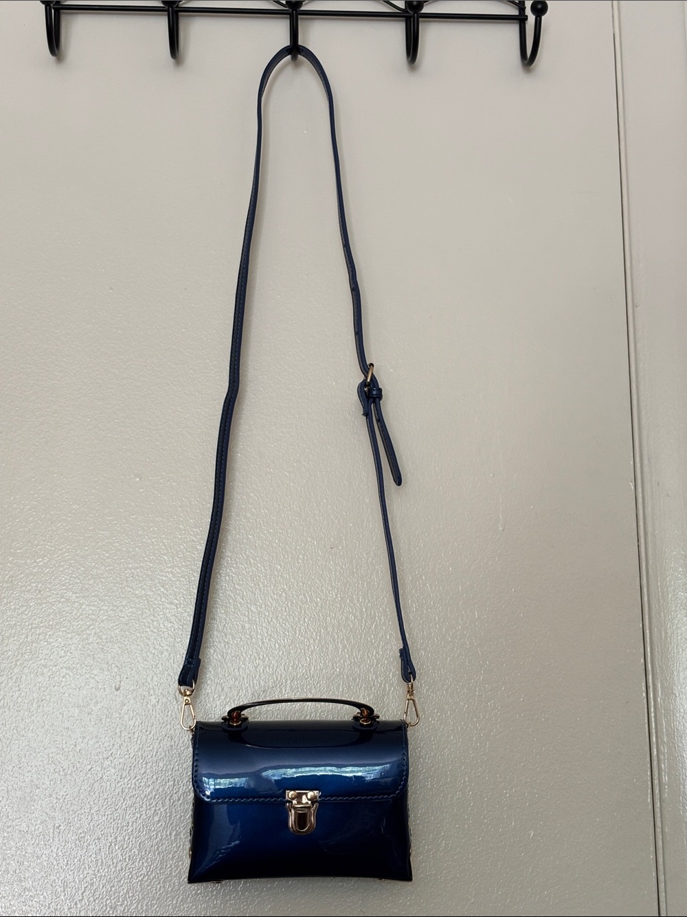 Olivia Miller Navy Patent mini Crossbody